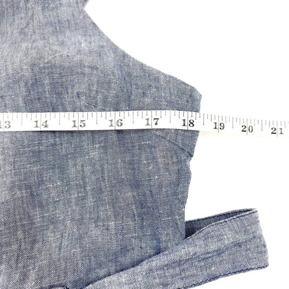 St. Tropez West Jumpsuit Women's 12 Blue Chambray 100% Linen Wide Leg Belted - Picture 8 of 16